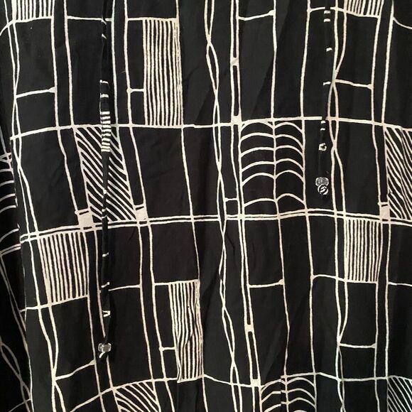 Ulla Popken 16/18 Geometric Print Black Popover Tunic Top Long Sleeve Artsy - Picture 6 of 8
